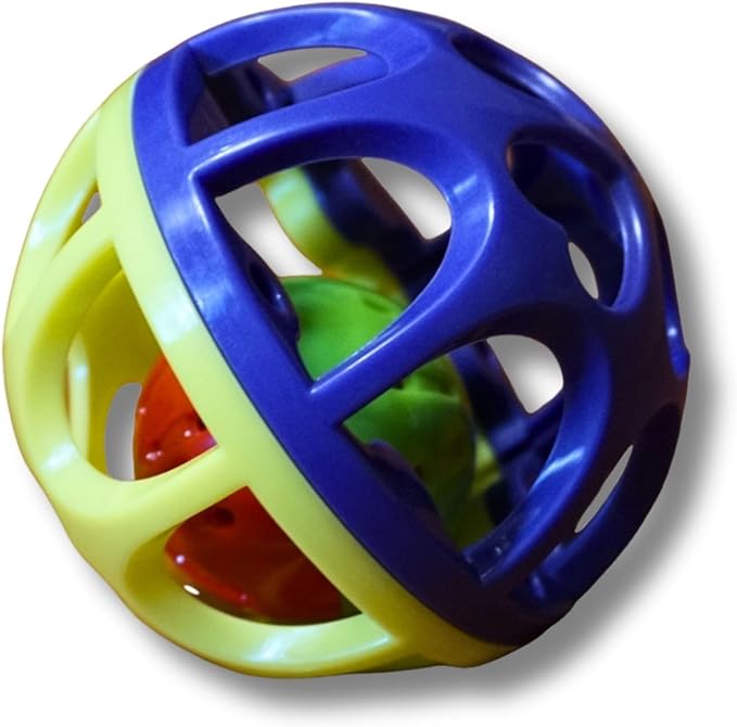 Large Cat Ball Toy with Bell - Durable, Self-Entertainment, Colorful Indoor Exercise (Yellow & Purple) (Purple & Yellow)