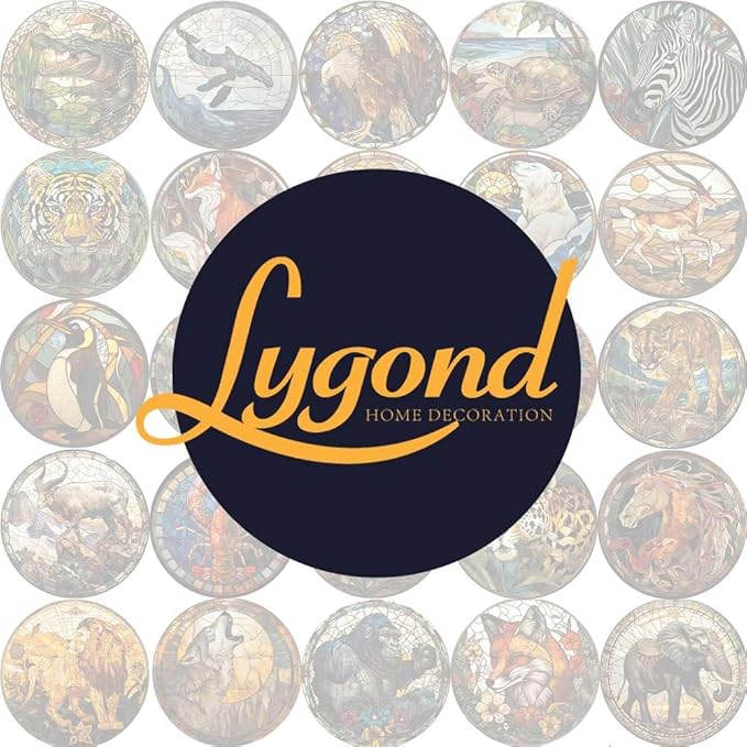 Lygond Metal Sign Tin Sign Circular Stained Glass Giraffe Funny Sign for Patio 12×12 Inches