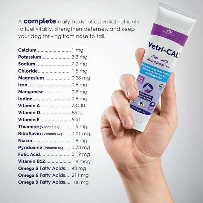 High Calorie Nutritional Gel for Dogs & Cats – Appetite Booster with Omega 3-6-9, Vitamins A-D-E-B – Recovery & Energy Support – Tasty Malt Flavor – 5 oz Tube