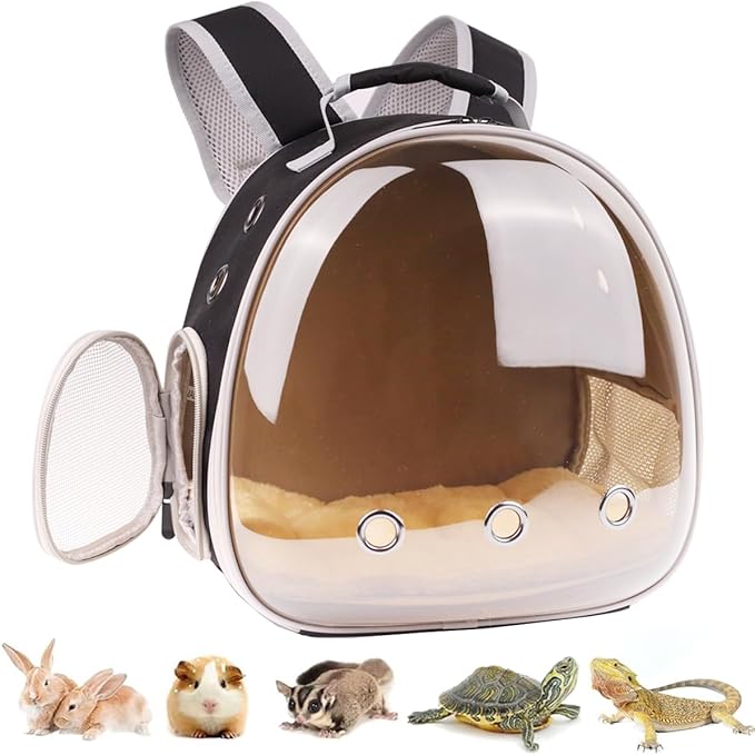 Portable Small Animal Backpack Travel Breathable Pet Carrier Bag Cages for Guinea Pig, Rabbit, Bearded Dragon, Squirrel, Tortoise, Bird, Lizard, Sugar Glider