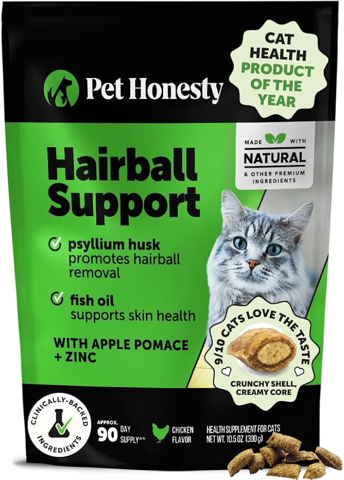 Cat Hairball Support Crunchy & Creamy Chews, Hairball Remedy Cat Treats, Furball Treatment, Supports Skin & Coat, Digestion, Vitamins & Hairball Medicine, Chicken (90-Day Supply)