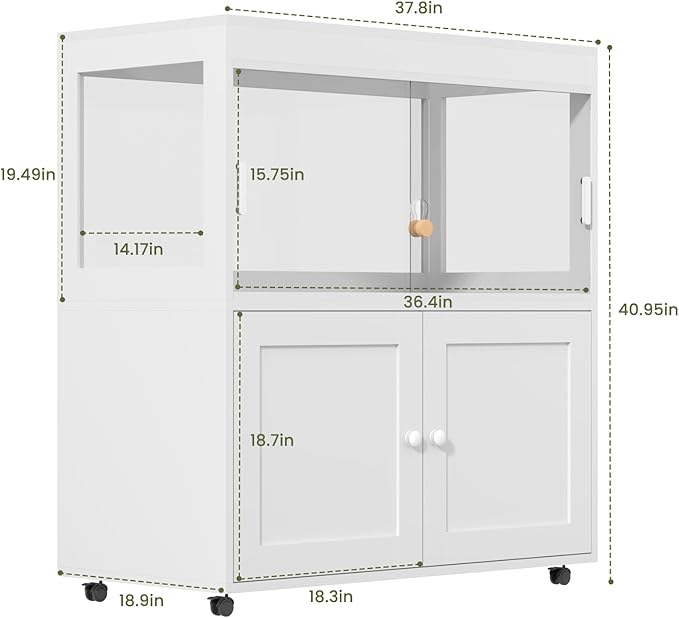 Large 60 Gallon Reptile Terrarium with Storage Cabinet and Sliding Door Handle, Reptile Tank with Wheels & Metal Mesh Roof Door – Ideal Habitat Enclosure for Snakes, Lizards, and Geckos