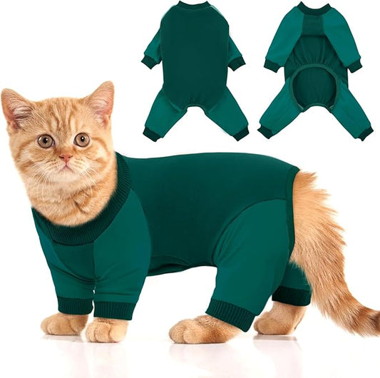 DENTRUN Cat Recovery Suit, Kitten Hair Sticky Onesie, Surgical Cone Alternative Shirts for Female Male Cat Recovery After Surgery, Cat Hair Spreading Prevent Clothes Pajama Apparel for Cats Only