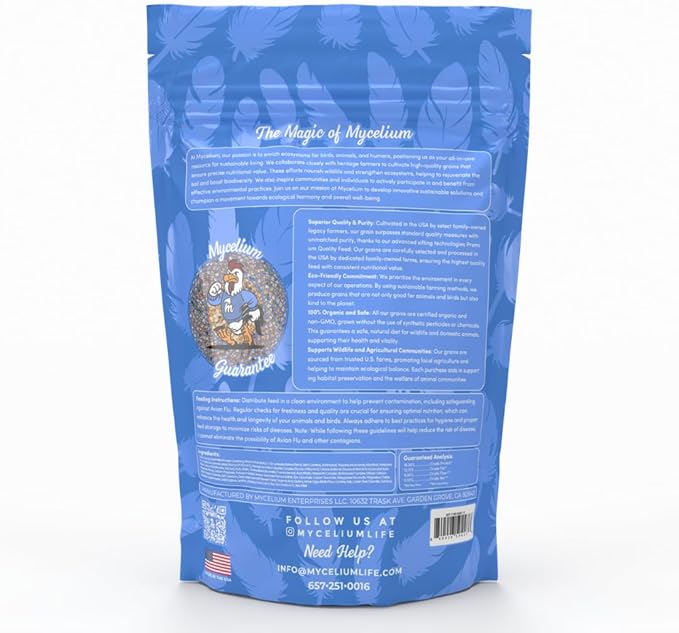Mycelium Finch and Sparrow Plus | Organic & Non-GMO Bird Food with Vitamins, Seeds & Whole Eggs | Perfect for Outside Feeders | Sustainable Wild Bird Seed, 5 lbs