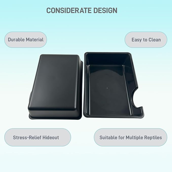 12in Durable Large Reptile Hide, Ball Python Hide, Leopard Gecko Hide, Bearded Dragon Hide, Easy to Clean Reptile Hides Cave for Tank, Snake Hide Large Enclosure (12" x 8.3" x 2.8" X-Large)