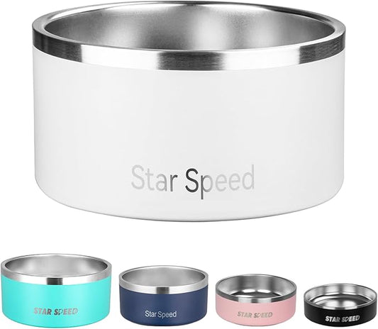 200oz Large Stainless Steel Dog Bowl. Extra Large Dog Water Bowls for Large Dogs with Rubber Bottom, Drop Resistant and Durable, Keeps Cold, Fits Different Size Big Dog Food Bowls. (200 OZ, White)