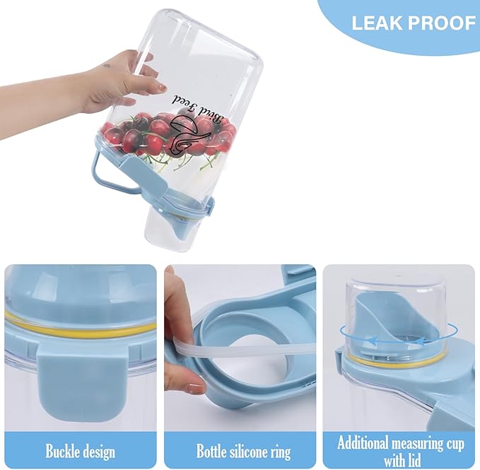 Bird Seed Storage Container,2.8L Airtight Bird Food Container with Handle and Measuring Cup,Portable Pet Food Container for Wild Bird Sunflower Seed-BPA Free Transparent/Blue