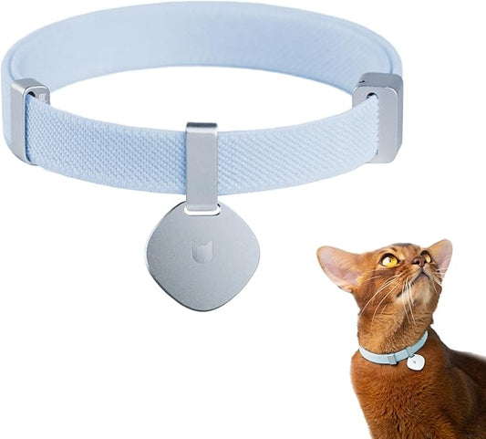 Safety Cat Collar Pro and Tag Set - U.S. IDA Gold Award, Elastic Release Cat Collar Charm Tag, Non Breakaway Cat Collar Adjustable with Charm for Kitten Small Large Cats (Sierra Blue, S)