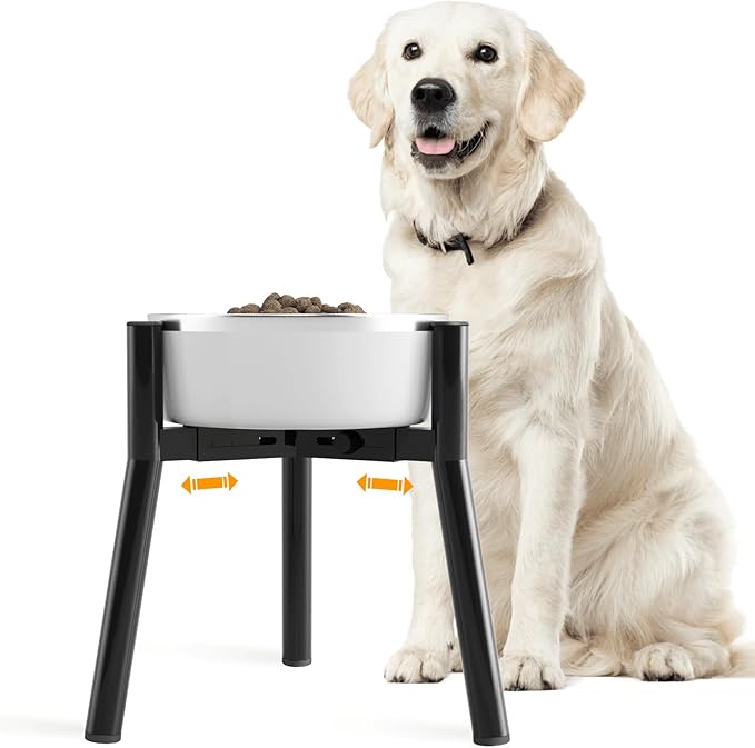 Dog Bowl Stand for Medium & Large Dogs, Adjustable Width 7-10.7", 11in Tall Elevated Dog Food Water, Bowl Not Included