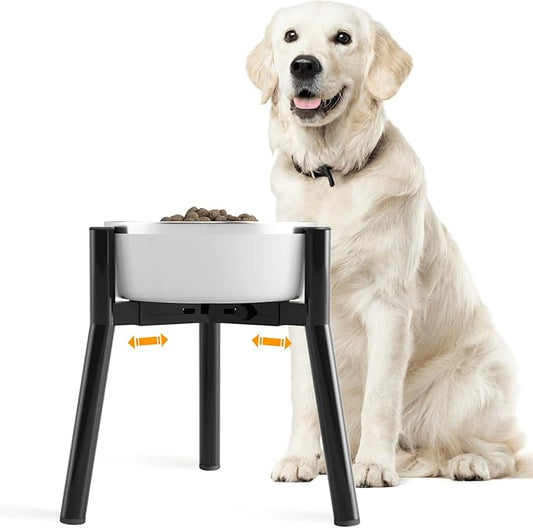 Dog Bowl Stand for Medium & Large Dogs, Adjustable Width 7-10.7", 11in Tall Elevated Dog Food Water, Bowl Not Included