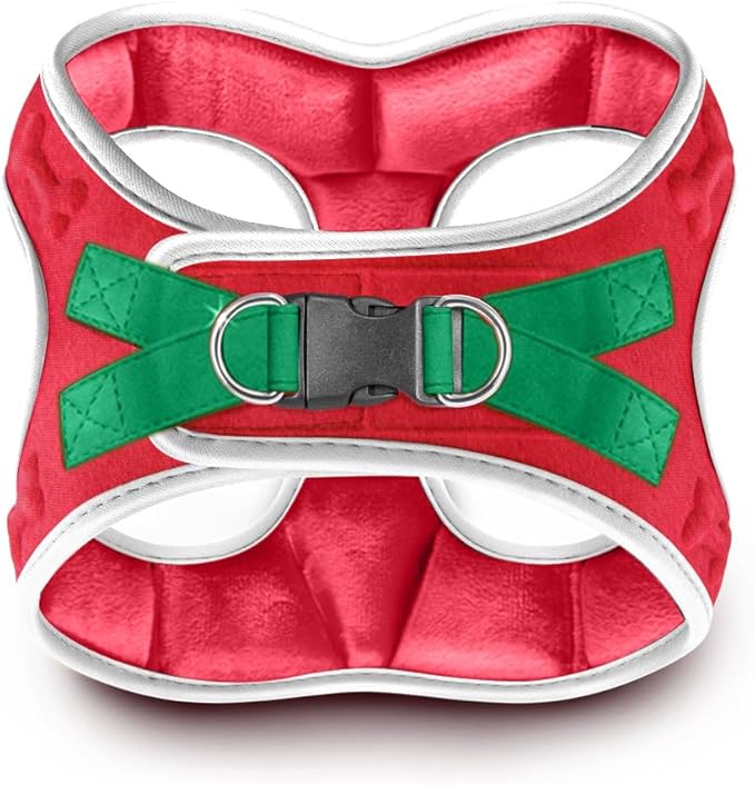 Comfort Fit Christmas Step-in Dog Harness – Festive All-Weather Dog & Puppy Harness | Adjustable, Soft Padded, No-Pull Holiday Vest for Small & Medium Dogs, Easy to Put On, Secure Buckle Fit