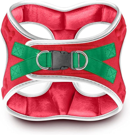 Comfort Fit Christmas Step-in Dog Harness – Festive All-Weather Dog & Puppy Harness | Adjustable, Soft Padded, No-Pull Holiday Vest for Small & Medium Dogs, Easy to Put On, Secure Buckle Fit