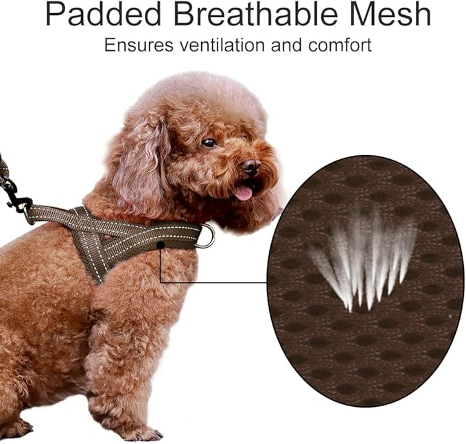 Plutus Pet No Pull Dog Harness with Breathable Mesh Padded, Adjustable Reflective Escape Proof Dog Harness, Quick Fit Dog Vest Harness for Small Medium Large Dogs(XXS, Chocolate)