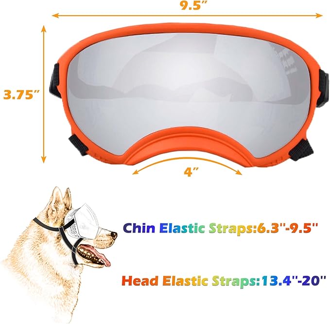 Dog Sunglasses, Large, UV Protection, Adjustable Strap, Soft Foam, Black