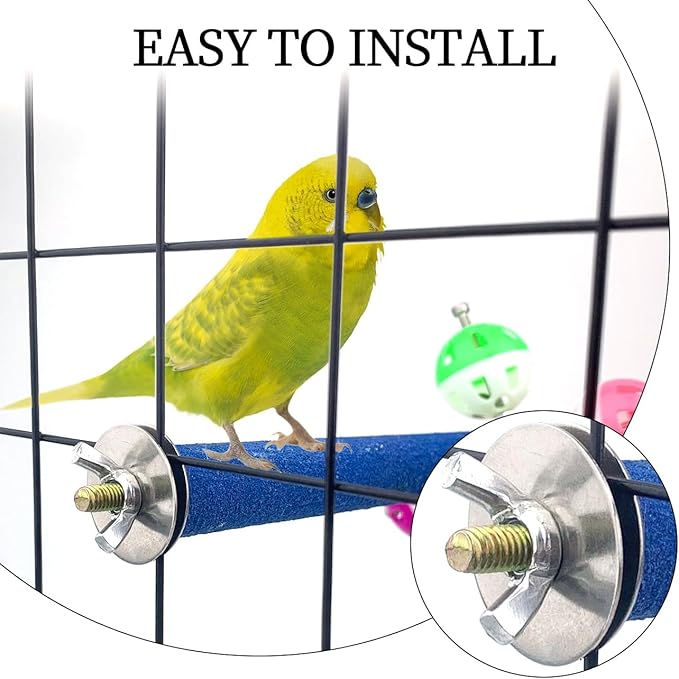 FlidRunest Perch Toy with Rotating Balls for Birds, Rough-surfaced Natural Parrot Perch Toy, Bird Bell Balls for Budgies,Parakeets, Parrots,Cockatiels,Lovebirds,Conures