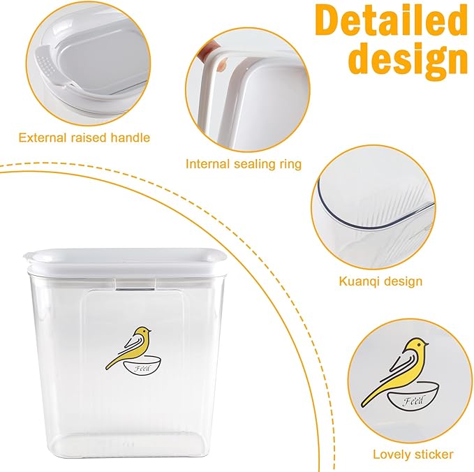 135 oz Pet Food Storage Containers-Airtight Bird Seed Storage Container with Easy Pour Spouts-Irregular Shape Wild Bird Seed Dispenser -BPA-Free Plastic for PetBirds Parakeets Finches Food Storage