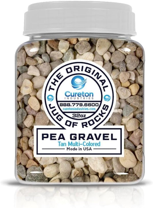 32 oz Jug of Multicolor Gray Pea Gravel, ⅛ - ½ inch Size, for Indoor Outdoor Decor, vase Filler, Candles, Art, Crafts, Aquariums, Fairy Gardens, planters, tablescapes, terrariums