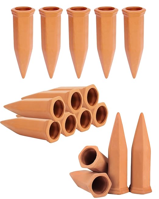vensovo Terracotta Self Watering Spikes - 16 Pcs Potted Plant Watering Devices Vacation Self-Watering Stakes for Outdoor, Indoor Plants, Wine Bottle