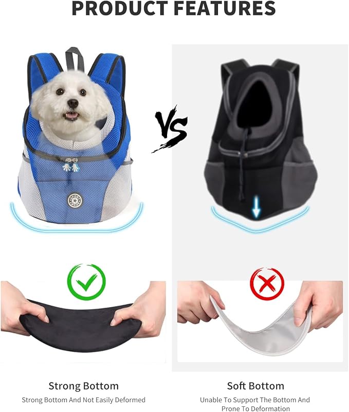 Pet Carrier Backpack,Breathable Dog Backpack Carrier with Adjustable Straps,Side Storage Pockets,Dog Head-Out Backpacks with Safety Belt,Puppy Front and Back Carriers for Small Dogs Cats