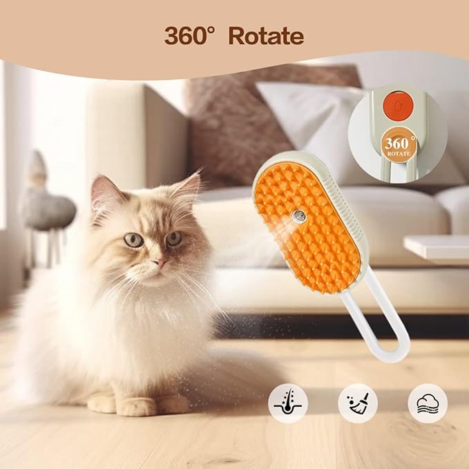 Multifunctional Steam Pet Brush, Suitable For Cats And Dogs, anti-static Cat Grooming Products (orange)
