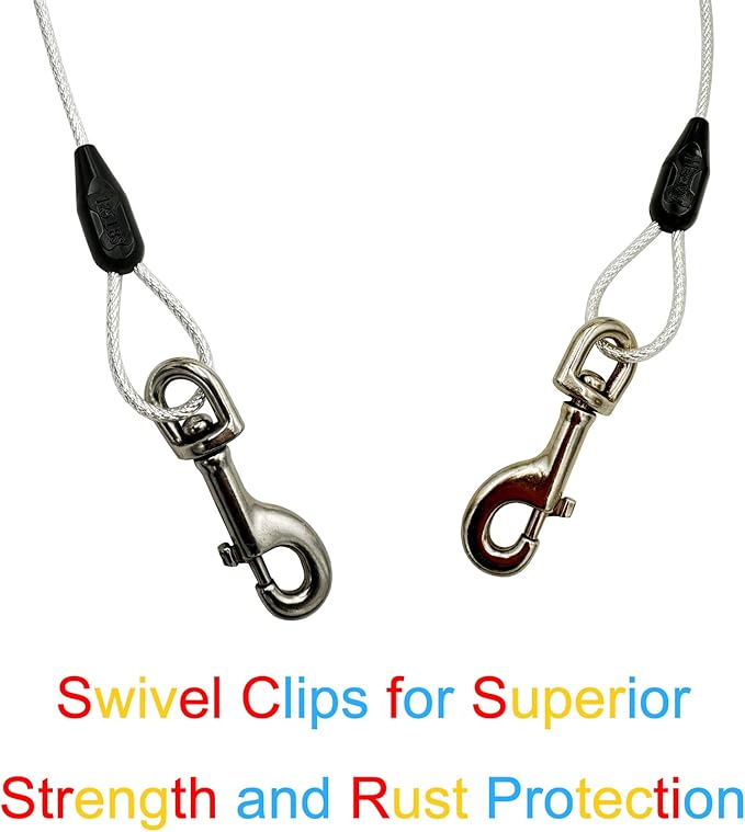 Petest 40ft Reflective Tie-Out Cable for Heavy Dogs Up to 125 Pounds