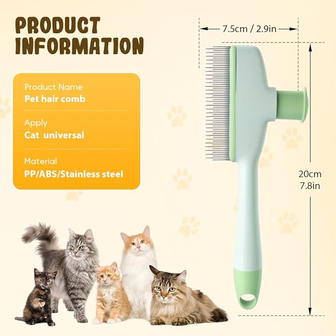 Pet Hair Removal Comb, 2025 New Flea Comb, Multifunctional Grooming Brush for Home Use, Portable Shedding Brush for Pet Owners (Blue+Green)