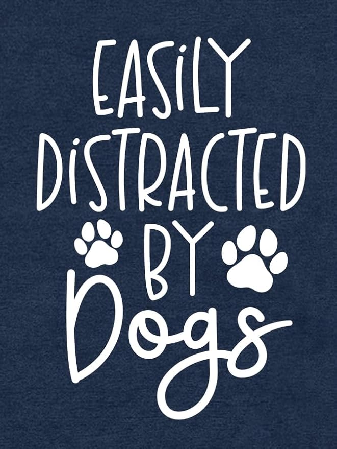 Women Dog Shirts Easily Distracted by Dogs T-Shirt Dog Mom Paw Print Tee Tops