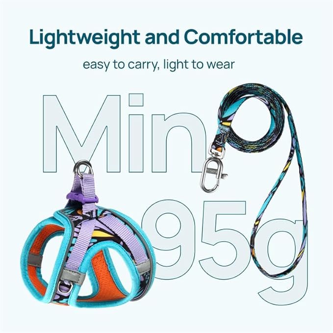 Cat Harness and Leash Set, Step-in Escape Proof Adjustable Vest Harness for Small Medium Large Cats, Lightweight Soft Breathable Reflective Kitten Harness for Walking Travel, Camping(Blue, XS)