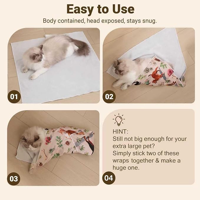 Cat Grooming Wrap Cat Wrap for Cutting Nails, 31.5" Cat Wrap for Grooming, Cat Restraint for Nail Clipping, Multifunctional Swaddle Wrap Pet Tool, Cat Burrito Wrap