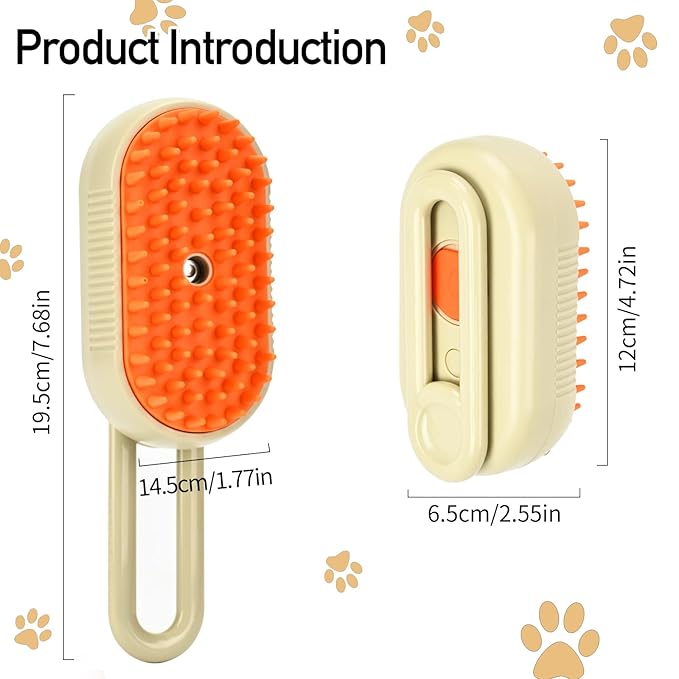 Steam Pet Brush, Steaming Cat Brush, 2025 New 3 in 1 Pet Steam Groomer Brushes, Lifweb-E-Comb,Massaging and Cleaning Hair Removal Multifunctional for Cats and Dogs.(Orange 1Pcs)
