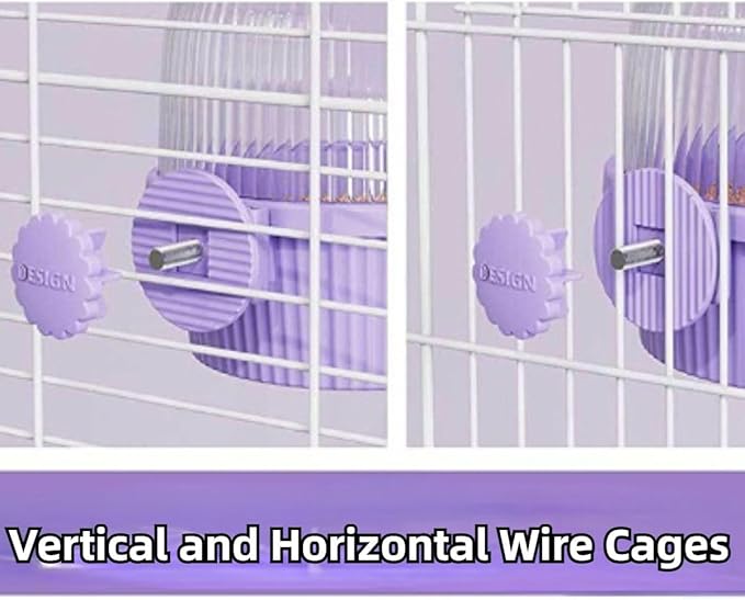 Bird Feeder for Cage – No Mess Feeder & Water Dispenser, Easy to Install and Clean, Semi-Enclosed Design Prevents Splashing (Purple)