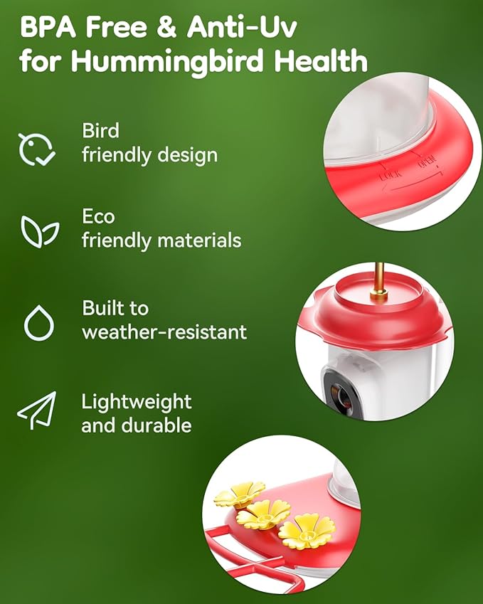 LongPlus® Solar Hummingbird Feeder with Camera for Outdoors,Smart Bird Camera with 2K Live Video,Ant Guard Pole Base,AI Bird Identify,Ant Moat,Bee Proof with 3 Feeding Ports, Ideal