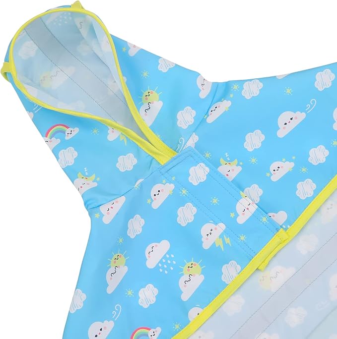 HDE Dog Raincoat Jacket Reflective Adjustable Hooded Pet Poncho Rain Coat with Leash Hole for Small to X-Large Dogs Cartoon Storm - M