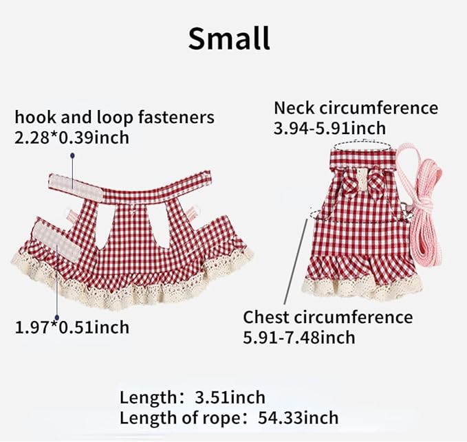 Guinea Pig Harness and Leash Plaid Hamster Harness, Adjustable Ferret Harness and Leash Set No Pulling Walking Vest for Ferret Chinchilla and Similar Small Animals (Small,Blue)