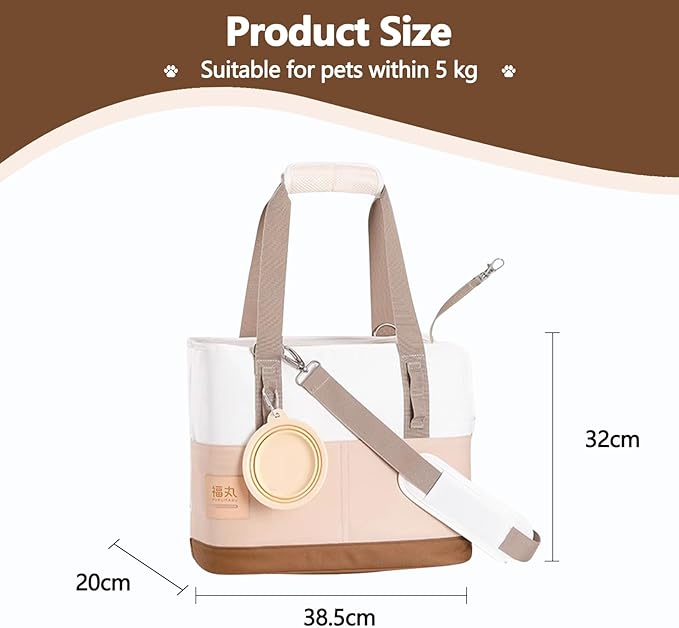 Dog Carrier Bag, Foldable Cat Bag with Breathable Mesh, Airline Approved Pet Carrier, Comfort Portable Pet Privacy Protection Travel Carrier(White)