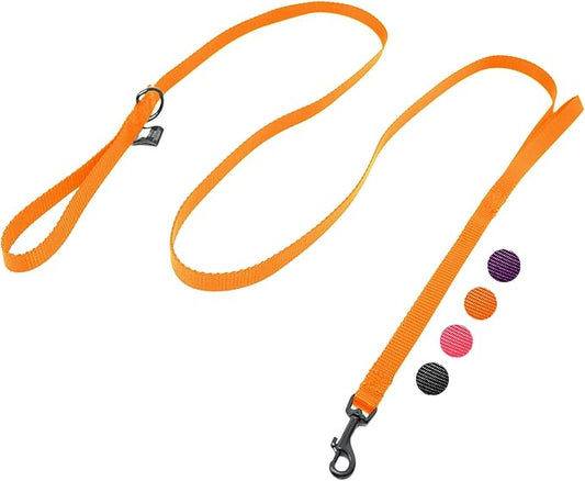 Dog Leash for Teacup Toy Minature and Small Dogs Primary & Traffic Handle The Bulk Multiple Sizes & Colors 5/8” Width Nylon Proudly Made in The USA (Hot Orange, 6 Foot)