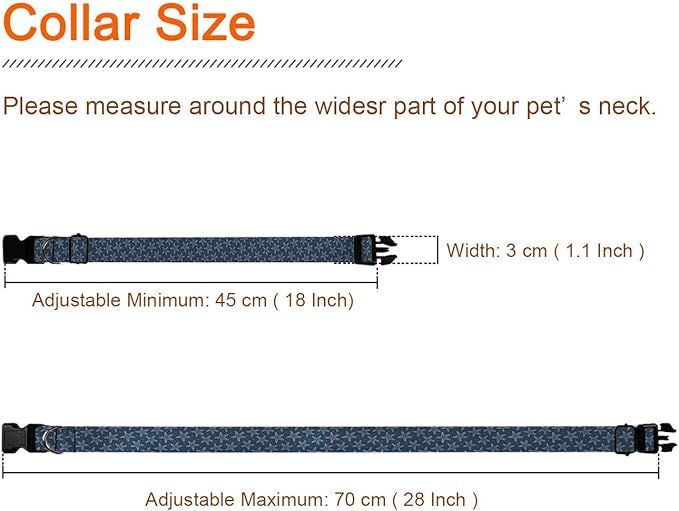 Navy Blue Starfish Sea Pet Collar Cat Dog Neck Strap Quick Release Buckle Adjustable Female Male Puppy Corgi