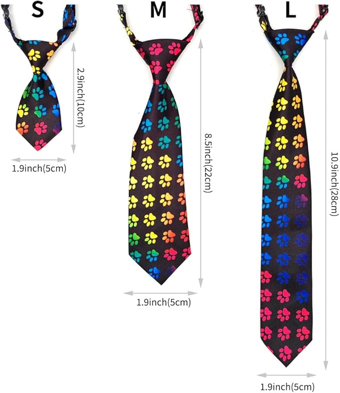 PET SHOW 10pcs Paw Print Medium Dog Ties Neckties for Medium Large Dogs Adjustable Holiday Birthday Grooming Accessories Neck Ties Girl Boy Festival Wedding Costumes Puppies Party Gift