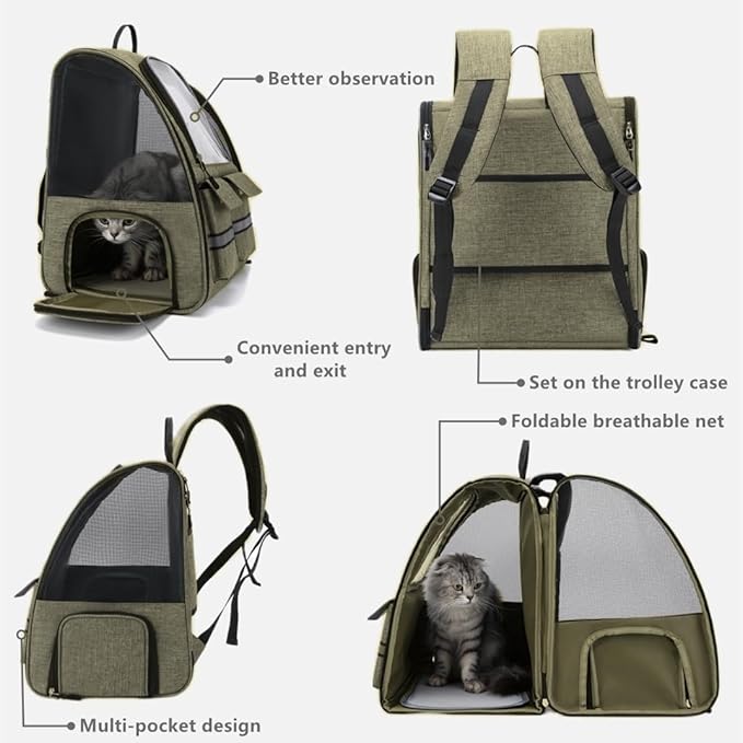 Cat Backpack Carrier Small Dogs Backpack Carrier,Large Space Breathable Cat Bubble Backpack,Shaded Puppy Backpack Carrier,Ventilated for Travel, Hiking,Cycling,Shopping,and Vet