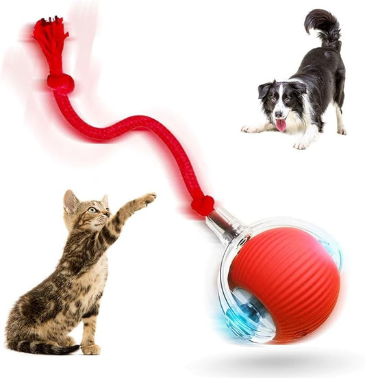 Interactive Cat Toys Balls for Indoor Cats, 2025 New Motion Activated Cat Balls with 360° Smart Automatic Rolling Moving for Bored Kitten Pet Cats Dogs (Red)