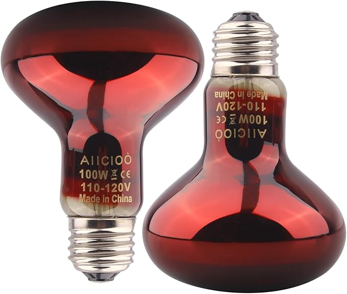 Aiicioo Reptile Red Night Light Bulb - 100W Reptile Heat Lamp Bulb Infrared Basking Spot Lamp for Bearded Dragon Lizard Turtle Hermit Crab Leopard Gecko Snake Chameleon Tank