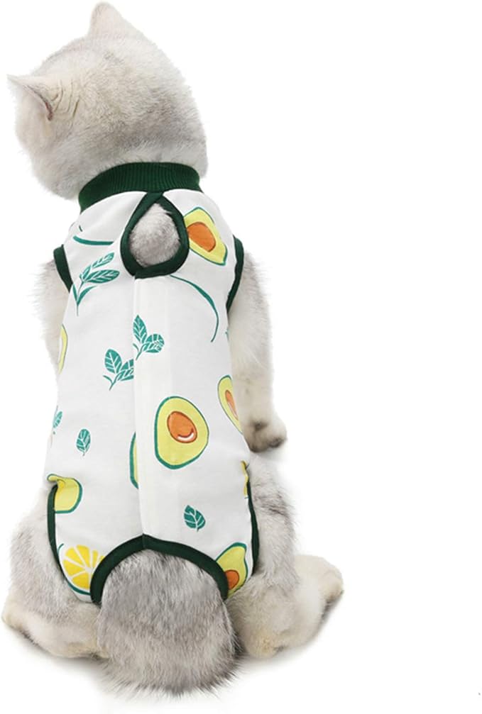 Cat Professional Surgical Recovery Suit,E-Collar Alternative for Cats Dogs,After Surgery Wear, Pajama Suit,Home Indoor Pets Clothing (S(3.3-5.5lbs), Avocado)