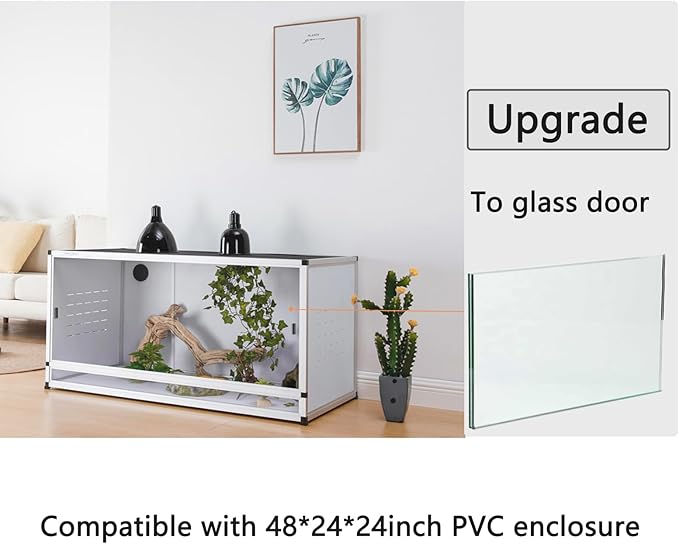 PVC Reptile Enclosure 8x2x2FT Large Reptile TerrariumTempered Glass Doors Habitat 240 Gallon for Bearded Dragon Gecko Lizard Snake, Wide Breeding Lounge Vivarium Area with Sliding Doors Lock