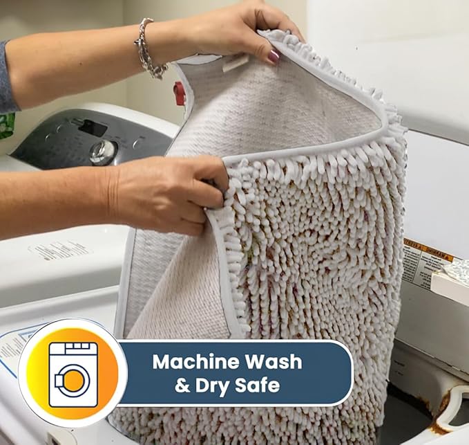 Muddy Mat® Original Dog Door Mat for Muddy Paws, Super Absorbent Microfiber, Non-Slip Washable Pet Rug, Quick Dry Chenille Entryway Carpet, Machine Washable Indoor Outdoor mat, White 48"x60"