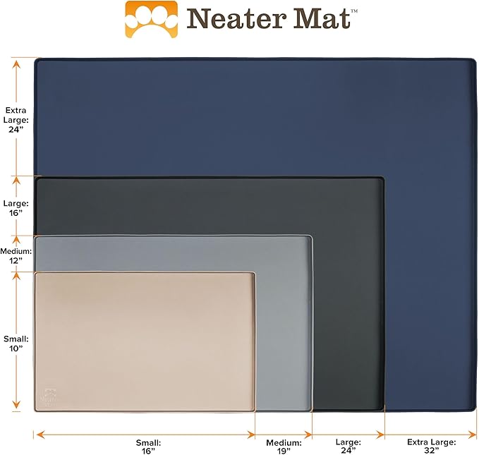 Neater Pet Brands Neater Mat Pet Mats for Food and Water, Cat & Dog Bowl Mat Waterproof Silicone, Feeding Tray, Dog Food Mats for Floors, Placemat w/Raised Edge for Under Bowls, 24" x 16", Cappuccino
