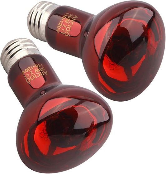 Aiicioo Reptile Red Light Bulb - Reptile Heat Lamp Bulb Infrared Basking Spot Lamp for Bearded Dragon Lizard Turtle Hermit Crab Leopard Gecko Snake Chameleon 50W