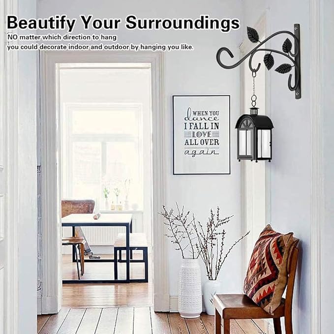 Hanging Plant Bracket, 12 Inch Wall Mount Hanger, Rust-Resistant Metal Plant Hanger for Flowers, Bird Feeders, Lanterns, Wind Chimes