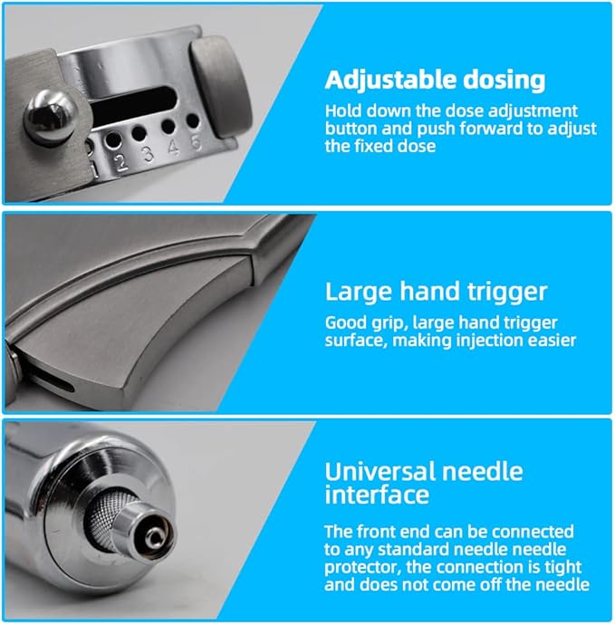 50ML Livestock Syringe Animal Injection Gun,Adjustable Continuous Injection Gun with 12Pcs Stainless Steel Injection Needles for Horses Cattle Pigs Sheep