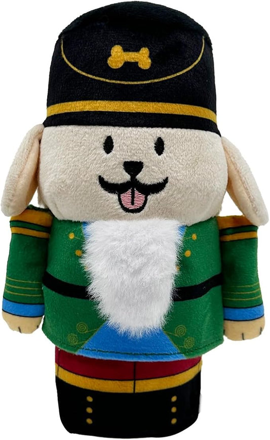 Nutcracker Treat-Dispensing Soft Plush Squeaky Pet Toy - Christmas/X’Mas Festive Enrichment Gift, Durable Cute&Fun Toy for Interactive Play,Hide Food for Nose-Work Puzzle, Small Medium Dogs