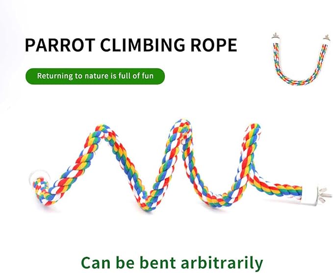 24 Inch Bird Perch Rope - Natural Wood Parrot Perch Stand,with 0.78 Inch Diameter Metal Screw Ends,Interactive Chewing Climbing Toy for Parakeets, Budgies,Cockatiels, Small to Medium Birds